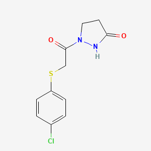 molecular formula C11H11ClN2O2S B3037262 1-{2-[(4-chlorophenyl)sulfanyl]acetyl}tetrahydro-3H-pyrazol-3-one CAS No. 477850-53-6