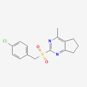 molecular formula C15H15ClN2O2S B3037268 2-((4-Chlorobenzyl)sulfonyl)-4-methyl-6,7-dihydro-5H-cyclopenta(d)pyrimidine CAS No. 477852-10-1