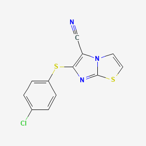 molecular formula C12H6ClN3S2 B3037269 6-[(4-Chlorophenyl)sulfanyl]imidazo[2,1-b][1,3]thiazole-5-carbonitrile CAS No. 477852-33-8