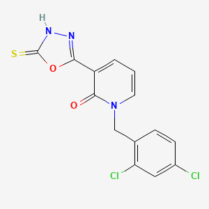 molecular formula C14H9Cl2N3O2S B3037271 1-(2,4-二氯苯甲基)-3-(5-硫代-1,3,4-恶二唑-2-基)-2(1H)-吡啶酮 CAS No. 477853-10-4