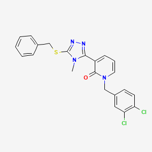 molecular formula C22H18Cl2N4OS B3037273 3-(5-苄硫基-4-甲基-1,2,4-三唑-3-基)-1-[(3,4-二氯苯基)甲基]吡啶-2-酮 CAS No. 477853-15-9