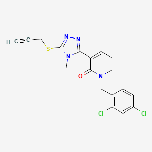 molecular formula C18H14Cl2N4OS B3037275 1-(2,4-dichlorobenzyl)-3-[4-methyl-5-(2-propynylsulfanyl)-4H-1,2,4-triazol-3-yl]-2(1H)-pyridinone CAS No. 477853-20-6