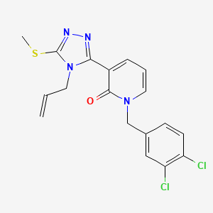 molecular formula C18H16Cl2N4OS B3037276 3-[4-allyl-5-(methylsulfanyl)-4H-1,2,4-triazol-3-yl]-1-(3,4-dichlorobenzyl)-2(1H)-pyridinone CAS No. 477853-27-3