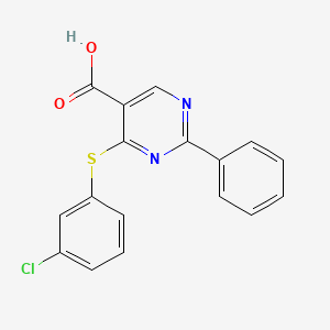 4-[(3-Chlorophenyl)sulfanyl]-2-phenyl-5-pyrimidinecarboxylic acid
