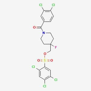 molecular formula C19H15Cl5FNO4S B3037308 [1-(3,4-Dichlorobenzoyl)-4-fluoro-4-piperidinyl]methyl 2,4,5-trichlorobenzenesulfonate CAS No. 477857-56-0