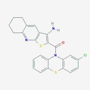 molecular formula C24H18ClN3OS2 B303732 2-[(2-chloro-10H-phenothiazin-10-yl)carbonyl]-5,6,7,8-tetrahydrothieno[2,3-b]quinolin-3-amine 