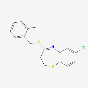 molecular formula C17H16ClNS2 B3037322 7-Chloro-4-[(2-methylbenzyl)sulfanyl]-2,3-dihydro-1,5-benzothiazepine CAS No. 477860-41-6