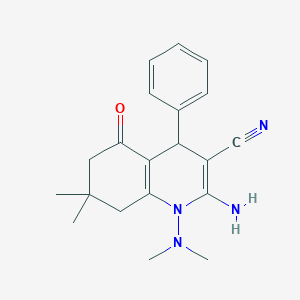 molecular formula C20H24N4O B303733 2-Amino-1-(dimethylamino)-7,7-dimethyl-5-oxo-4-phenyl-1,4,5,6,7,8-hexahydro-3-quinolinecarbonitrile 