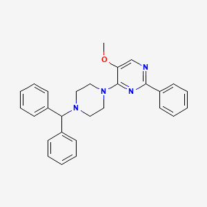 molecular formula C28H28N4O B3037332 4-(4-Benzhydrylpiperazino)-2-phenyl-5-pyrimidinyl methyl ether CAS No. 477863-88-0