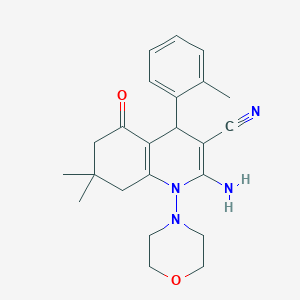 molecular formula C23H28N4O2 B303734 2-Amino-7,7-dimethyl-4-(2-methylphenyl)-1-(4-morpholinyl)-5-oxo-1,4,5,6,7,8-hexahydro-3-quinolinecarbonitrile 
