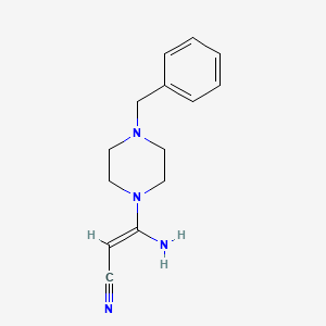molecular formula C14H18N4 B3037345 (E)-3-amino-3-(4-benzylpiperazin-1-yl)prop-2-enenitrile CAS No. 477866-36-7