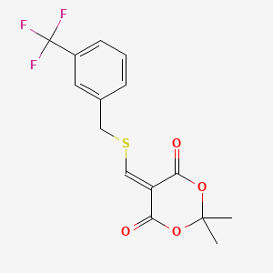 molecular formula C15H13F3O4S B3037348 2,2-二甲基-5-({[3-(三氟甲基)苄基]硫代}亚甲基)-1,3-二氧六环-4,6-二酮 CAS No. 477866-45-8