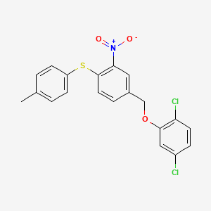 molecular formula C20H15Cl2NO3S B3037361 4-[(2,5-Dichlorophenoxy)methyl]-1-[(4-methylphenyl)sulfanyl]-2-nitrobenzene CAS No. 477869-61-7