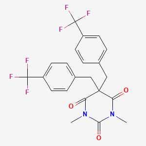 molecular formula C22H18F6N2O3 B3037379 1,3-Dimethyl-5,5-bis[[4-(trifluoromethyl)phenyl]methyl]-1,3-diazinane-2,4,6-trione CAS No. 477871-27-5