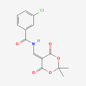 molecular formula C14H12ClNO5 B3037385 3-chloro-N-[(2,2-dimethyl-4,6-dioxo-1,3-dioxan-5-yliden)methyl]benzenecarboxamide CAS No. 477885-68-0