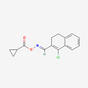 molecular formula C15H14ClNO2 B3037391 4-Chloro-3-({[(cyclopropylcarbonyl)oxy]imino}methyl)-1,2-dihydronaphthalene CAS No. 477887-86-8