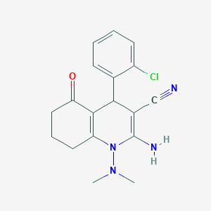 molecular formula C18H19ClN4O B303740 2-Amino-4-(2-chlorophenyl)-1-(dimethylamino)-5-oxo-1,4,5,6,7,8-hexahydro-3-quinolinecarbonitrile 
