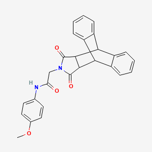 molecular formula C27H22N2O4 B3037403 2-[16,18-dioxo-17-azapentacyclo[6.6.5.0~2,7~.0~9,14~.0~15,19~]nonadeca-2(7),3,5,9(14),10,12-hexaen-17-yl]-N-(4-methoxyphenyl)acetamide CAS No. 478029-58-2