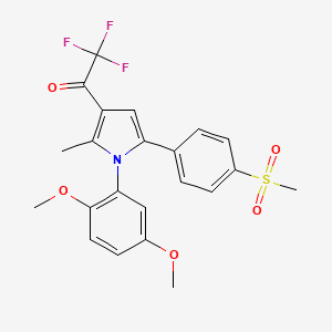 molecular formula C22H20F3NO5S B3037414 1-[1-(2,5-Dimethoxyphenyl)-2-methyl-5-(4-methylsulfonylphenyl)pyrrol-3-yl]-2,2,2-trifluoroethanone CAS No. 478032-26-7