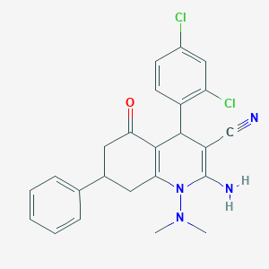 2-Amino-4-(2,4-dichlorophenyl)-1-(dimethylamino)-5-oxo-7-phenyl-1,4,5,6,7,8-hexahydro-3-quinolinecarbonitrile