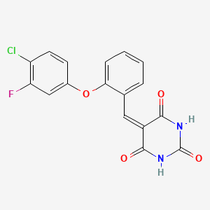 molecular formula C17H10ClFN2O4 B3037422 5-{[2-(4-chloro-3-fluorophenoxy)phenyl]methylene}-2,4,6(1H,3H,5H)-pyrimidinetrione CAS No. 478039-26-8