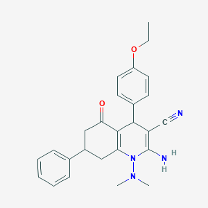 molecular formula C26H28N4O2 B303744 2-Amino-1-(dimethylamino)-4-(4-ethoxyphenyl)-5-oxo-7-phenyl-1,4,5,6,7,8-hexahydro-3-quinolinecarbonitrile 