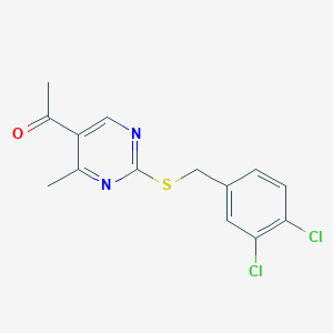 molecular formula C14H12Cl2N2OS B3037444 1-{2-[(3,4-Dichlorobenzyl)sulfanyl]-4-methyl-5-pyrimidinyl}-1-ethanone CAS No. 478041-94-0