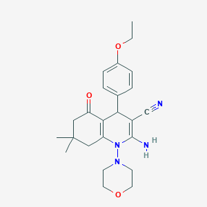 molecular formula C24H30N4O3 B303745 2-Amino-4-(4-ethoxyphenyl)-7,7-dimethyl-1-(4-morpholinyl)-5-oxo-1,4,5,6,7,8-hexahydro-3-quinolinecarbonitrile 
