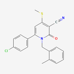 molecular formula C21H17ClN2OS B3037450 6-(4-Chlorophenyl)-1-(2-methylbenzyl)-4-(methylsulfanyl)-2-oxo-1,2-dihydro-3-pyridinecarbonitrile CAS No. 478042-92-1