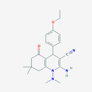 molecular formula C22H28N4O2 B303746 2-Amino-1-(dimethylamino)-4-(4-ethoxyphenyl)-7,7-dimethyl-5-oxo-1,4,5,6,7,8-hexahydroquinoline-3-carbonitrile 