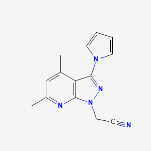 2-[4,6-dimethyl-3-(1H-pyrrol-1-yl)-1H-pyrazolo[3,4-b]pyridin-1-yl]acetonitrile