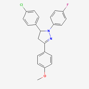 molecular formula C22H18ClFN2O B3037469 5-(4-chlorophenyl)-1-(4-fluorophenyl)-3-(4-methoxyphenyl)-4,5-dihydro-1H-pyrazole CAS No. 478050-12-3