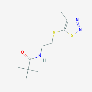 molecular formula C10H17N3OS2 B3037474 2,2-dimethyl-N-{2-[(4-methyl-1,2,3-thiadiazol-5-yl)sulfanyl]ethyl}propanamide CAS No. 478063-52-4