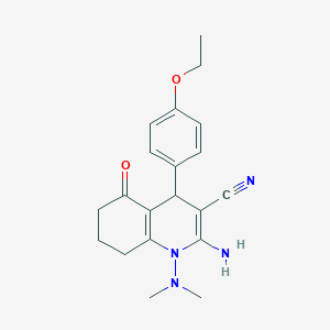 molecular formula C20H24N4O2 B303748 2-Amino-1-(dimethylamino)-4-(4-ethoxyphenyl)-5-oxo-1,4,5,6,7,8-hexahydroquinoline-3-carbonitrile 