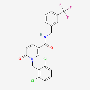molecular formula C21H15Cl2F3N2O2 B3037481 1-[(2,6-dichlorophenyl)methyl]-6-oxo-N-[[3-(trifluoromethyl)phenyl]methyl]pyridine-3-carboxamide CAS No. 478066-00-1