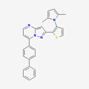 molecular formula C28H22N4S B3037496 7-[1,1'-biphenyl]-4-yl-2-[3-(2,5-dimethyl-1H-pyrrol-1-yl)-2-thienyl]pyrazolo[1,5-a]pyrimidine CAS No. 478078-06-7