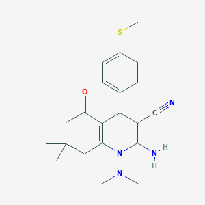 molecular formula C21H26N4OS B303750 2-Amino-1-(dimethylamino)-7,7-dimethyl-4-[4-(methylsulfanyl)phenyl]-5-oxo-1,4,5,6,7,8-hexahydro-3-quinolinecarbonitrile 