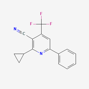 molecular formula C16H11F3N2 B3037510 2-Cyclopropyl-6-phenyl-4-(trifluoromethyl)pyridine-3-carbonitrile CAS No. 478081-24-2