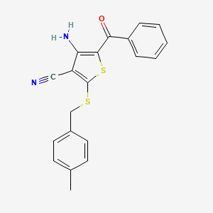molecular formula C20H16N2OS2 B3037517 4-Amino-5-benzoyl-2-[(4-methylbenzyl)sulfanyl]-3-thiophenecarbonitrile CAS No. 478081-58-2