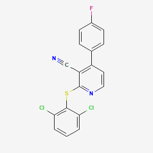 molecular formula C18H9Cl2FN2S B3037524 2-[(2,6-二氯苯基)硫代]-4-(4-氟苯基)烟腈 CAS No. 478245-91-9