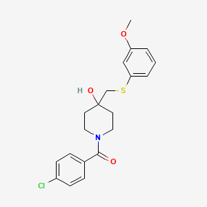 molecular formula C20H22ClNO3S B3037538 (4-Chlorophenyl)(4-hydroxy-4-{[(3-methoxyphenyl)sulfanyl]methyl}piperidino)methanone CAS No. 478248-12-3