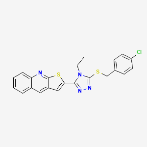 molecular formula C22H17ClN4S2 B3037557 2-{5-[(4-chlorobenzyl)sulfanyl]-4-ethyl-4H-1,2,4-triazol-3-yl}thieno[2,3-b]quinoline CAS No. 478260-37-6