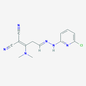molecular formula C13H13ClN6 B3037572 2-[3-[2-(6-Chloro-2-pyridinyl)hydrazono]-1-(dimethylamino)propylidene]malononitrile CAS No. 478262-32-7