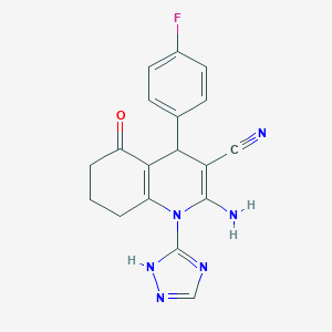 molecular formula C18H15FN6O B303761 2-amino-4-(4-fluorophenyl)-5-oxo-1-(1H-1,2,4-triazol-3-yl)-1,4,5,6,7,8-hexahydro-3-quinolinecarbonitrile 