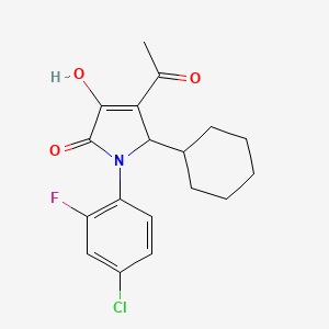molecular formula C18H19ClFNO3 B3037638 2H-Pyrrol-2-one, 4-acetyl-1-(4-chloro-2-fluorophenyl)-5-cyclohexyl-1,5-dihydro-3-hydroxy- CAS No. 512177-31-0