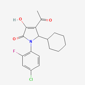 molecular formula C18H19ClFNO3 B3037638 2H-吡咯-2-酮，4-乙酰基-1-(4-氯-2-氟苯基)-5-环己基-1,5-二氢-3-羟基- CAS No. 512177-31-0