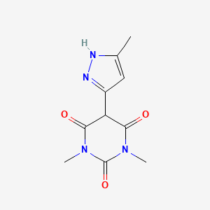 molecular formula C10H12N4O3 B3037647 1,3-dimethyl-5-(3-methyl-1H-pyrazol-5-yl)-2,4,6(1H,3H,5H)-pyrimidinetrione CAS No. 51680-17-2