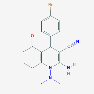 molecular formula C18H19BrN4O B303765 2-Amino-4-(4-bromophenyl)-1-(dimethylamino)-5-oxo-1,4,5,6,7,8-hexahydro-3-quinolinecarbonitrile 