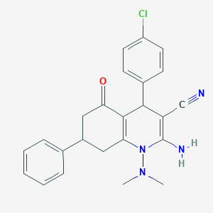 molecular formula C24H23ClN4O B303767 2-Amino-4-(4-chlorophenyl)-1-(dimethylamino)-5-oxo-7-phenyl-1,4,5,6,7,8-hexahydro-3-quinolinecarbonitrile 