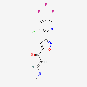 molecular formula C14H11ClF3N3O2 B3037706 (E)-1-[3-[3-chloro-5-(trifluoromethyl)pyridin-2-yl]-1,2-oxazol-5-yl]-3-(dimethylamino)prop-2-en-1-one CAS No. 551930-72-4